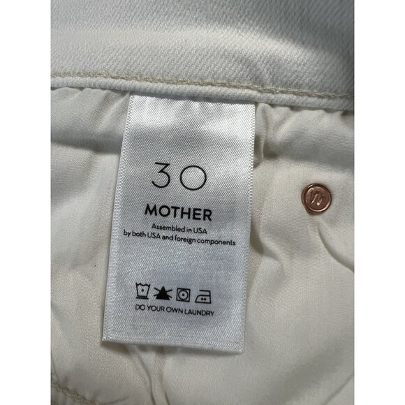 Mother Women’s The Rascal Crop Fray Jeans Size 30 White Stretch Mid Rise Zipper - Picture 7 of 16